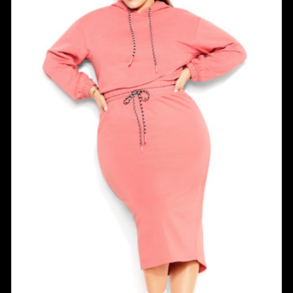 NWT City Chic CCX 2 piece Tea Rose hoodie and skirt